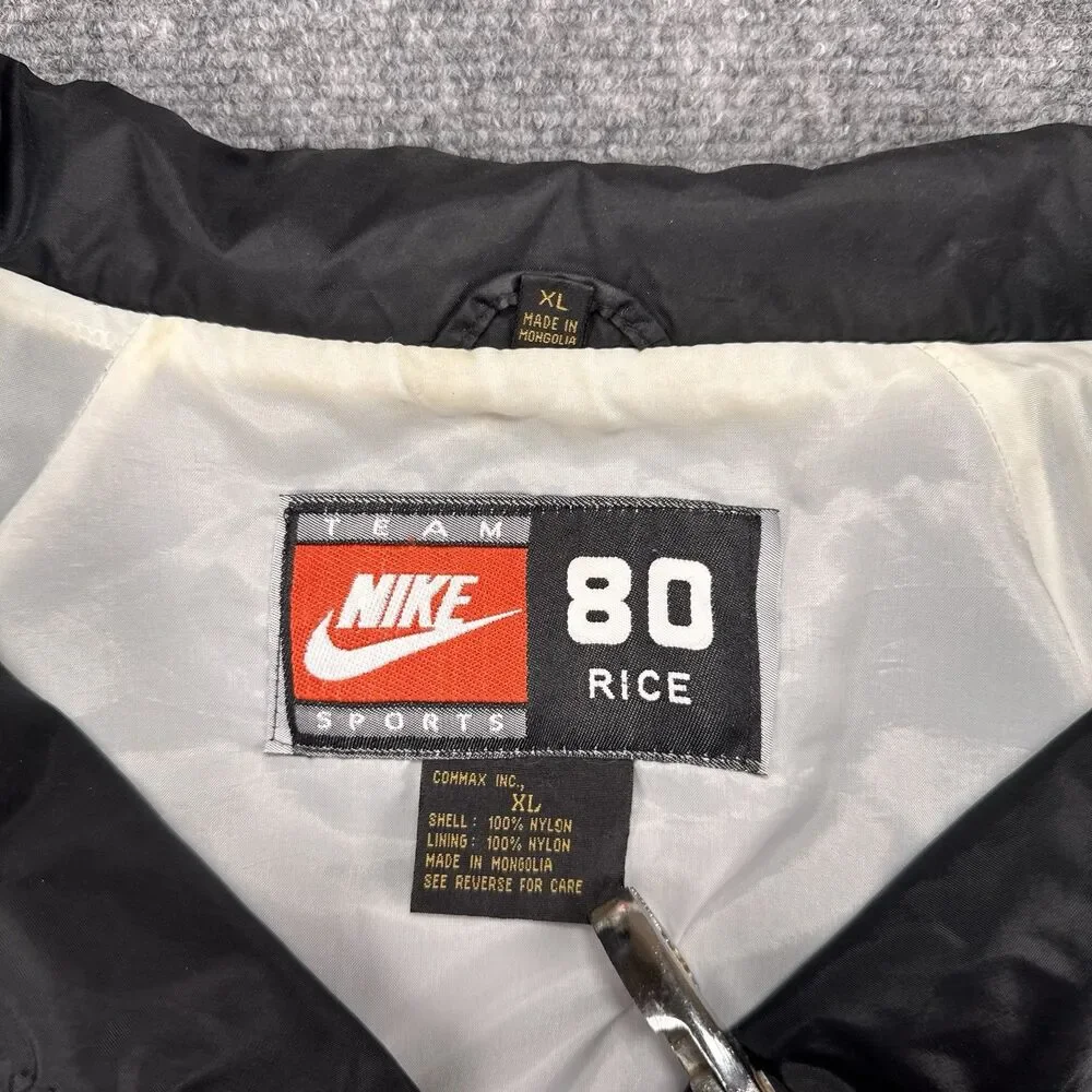 Vintage Nike Team Sports Jerry Rice 80 Big Swoosh Jacket Black XL 90s Rare
